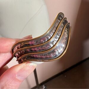 Grove Sterling silver hammered Modernist brutalist wide Cuff Bracelet